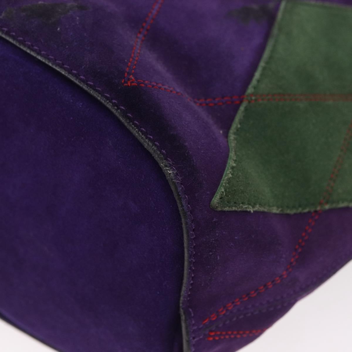 CELINE Circle Shoulder Bag Suede Purple Green gold Auth 182643