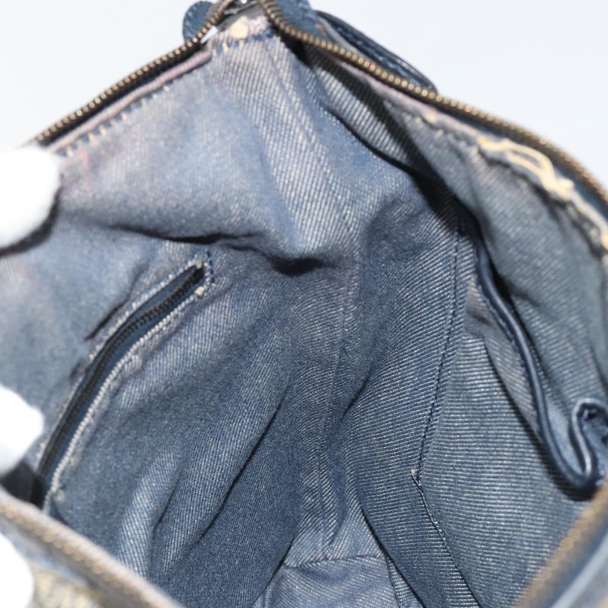 CELINE Paris Macadam Canvas Shoulder Bag Denim Gray Silver Auth 182647A