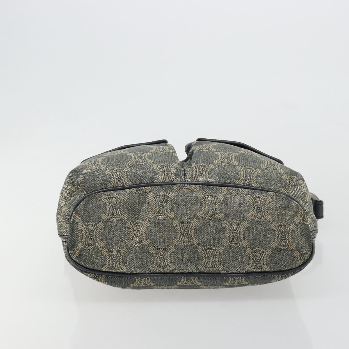 CELINE Paris Macadam Canvas Shoulder Bag Denim Gray Silver Auth 182647A