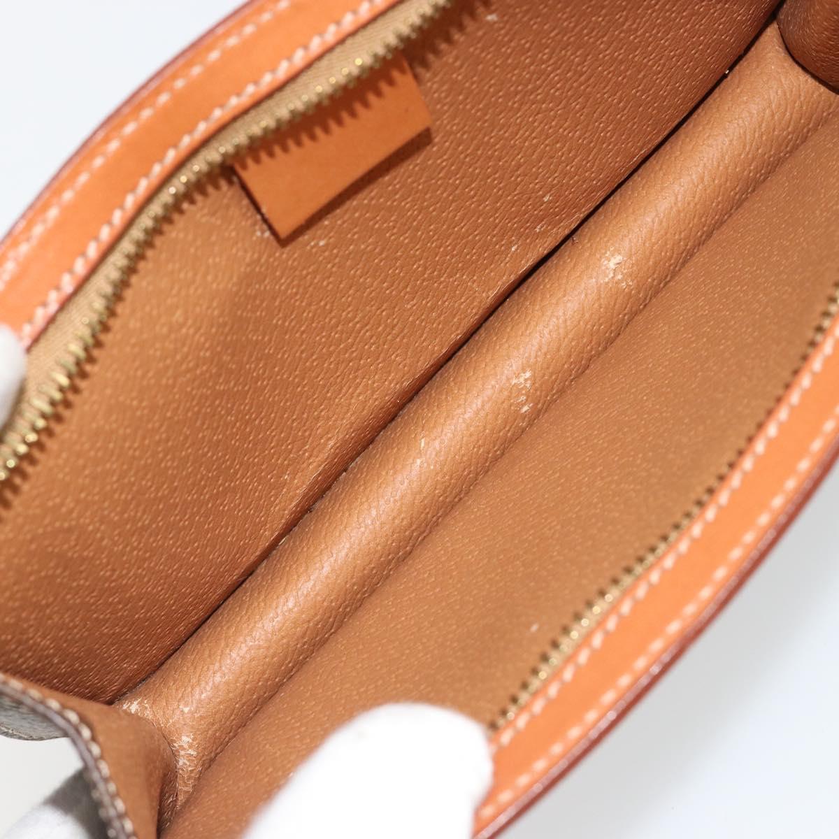 CELINE Macadam Canvas Accessory Pouch PVC Leather Brown Gold Auth 182648
