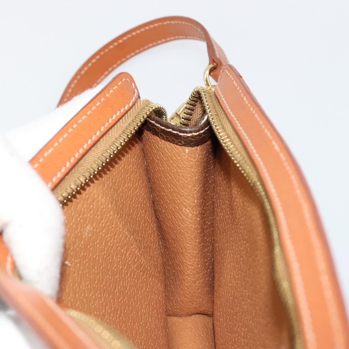 CELINE Macadam Canvas Accessory Pouch PVC Leather Brown Gold Auth 182648