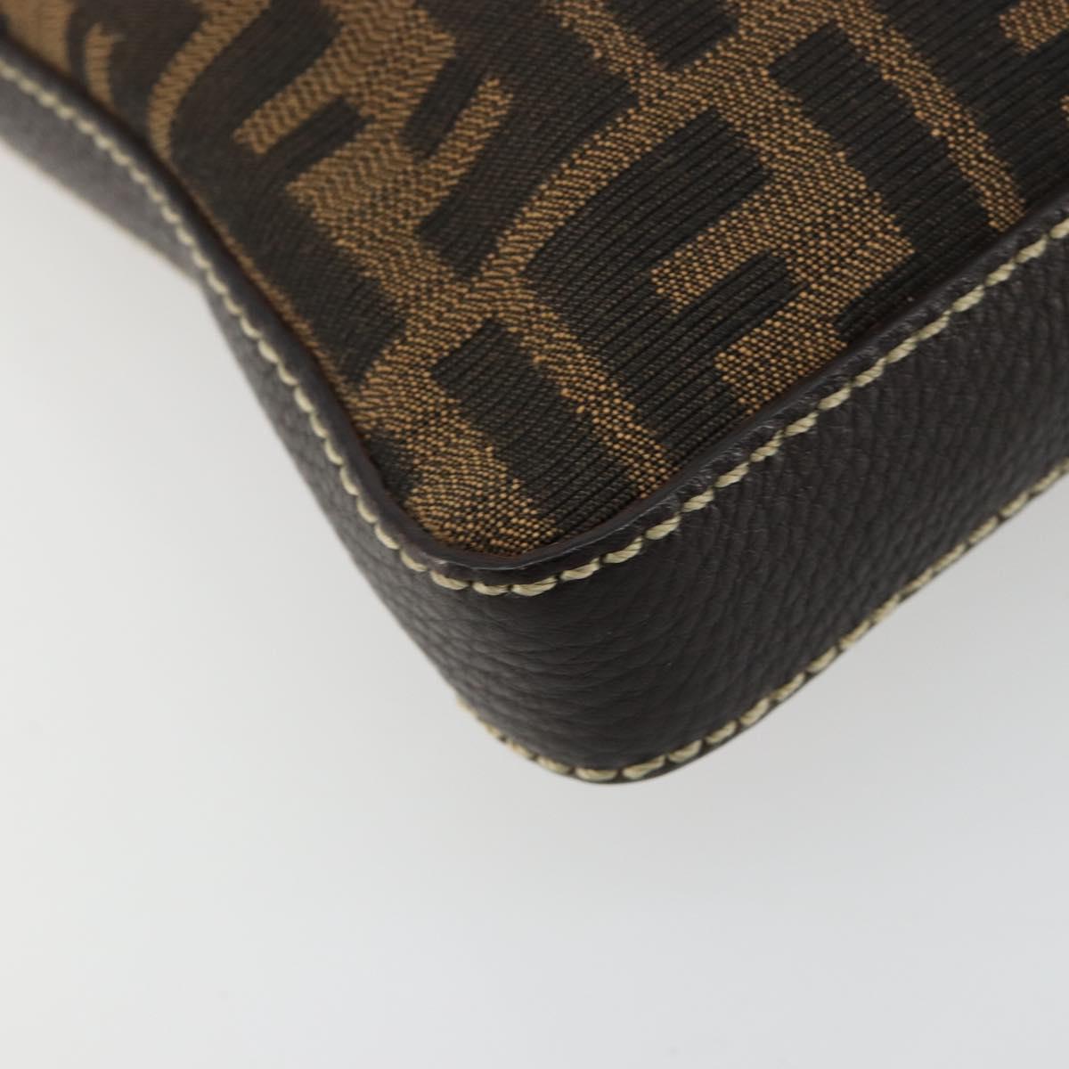 FENDI Zucca Canvas Celeria Shoulder Bag Black Brown Auth 182654A