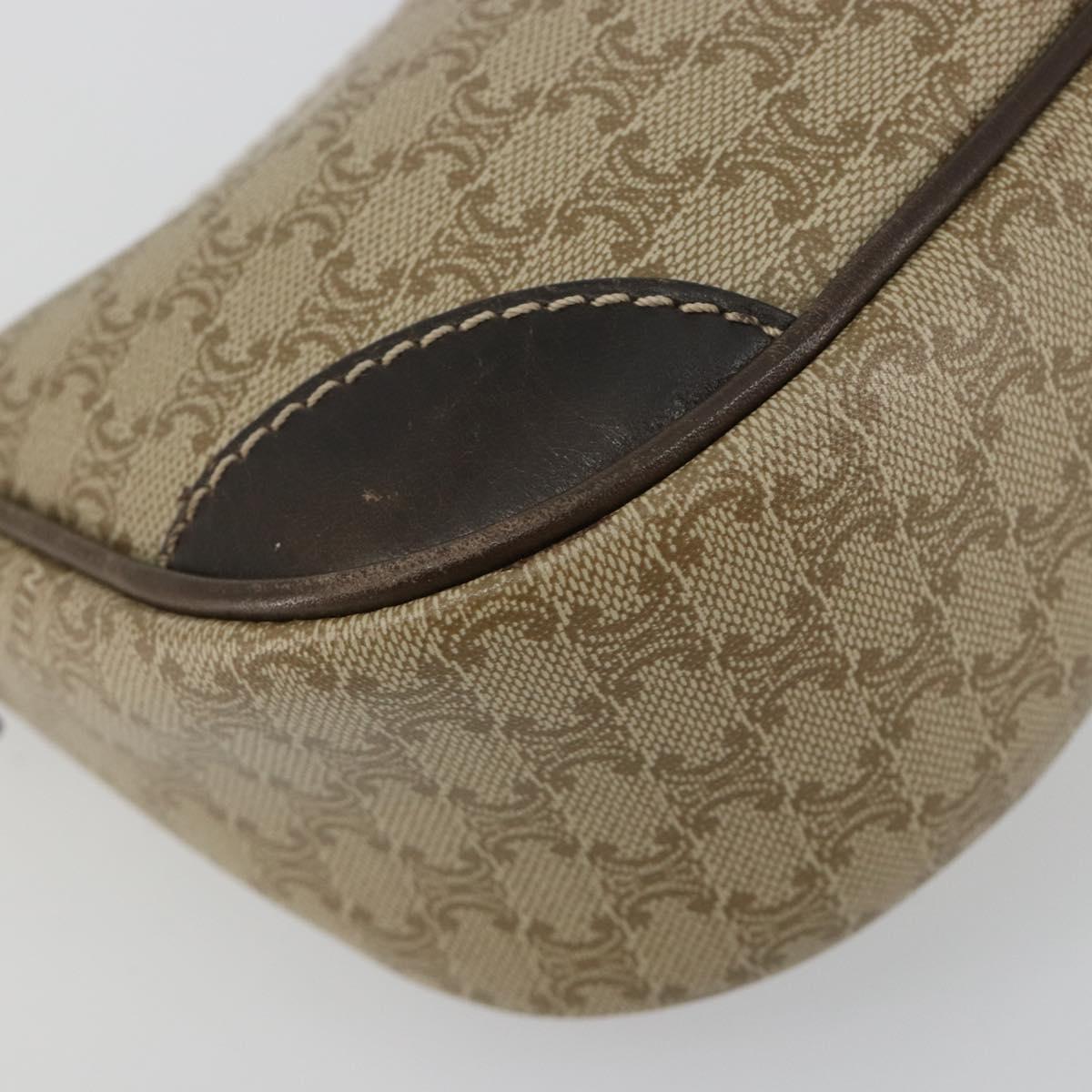CELINE Macadam Canvas Accessory Pouch PVC Beige Gold Auth 182656