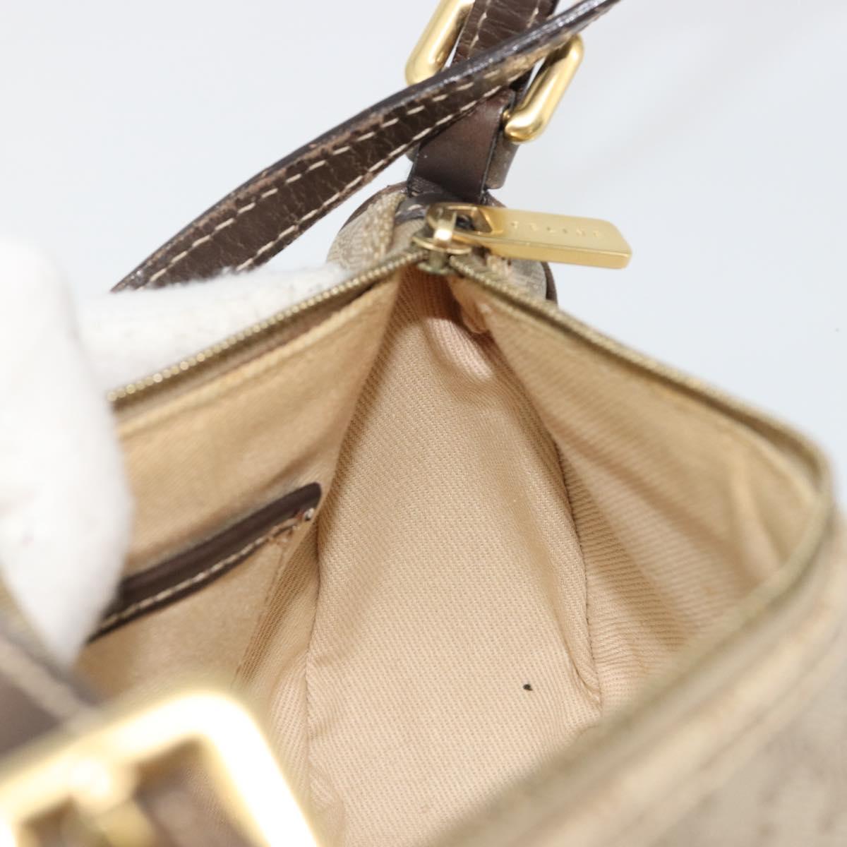 CELINE Macadam Canvas Accessory Pouch PVC Beige Gold Auth 182656