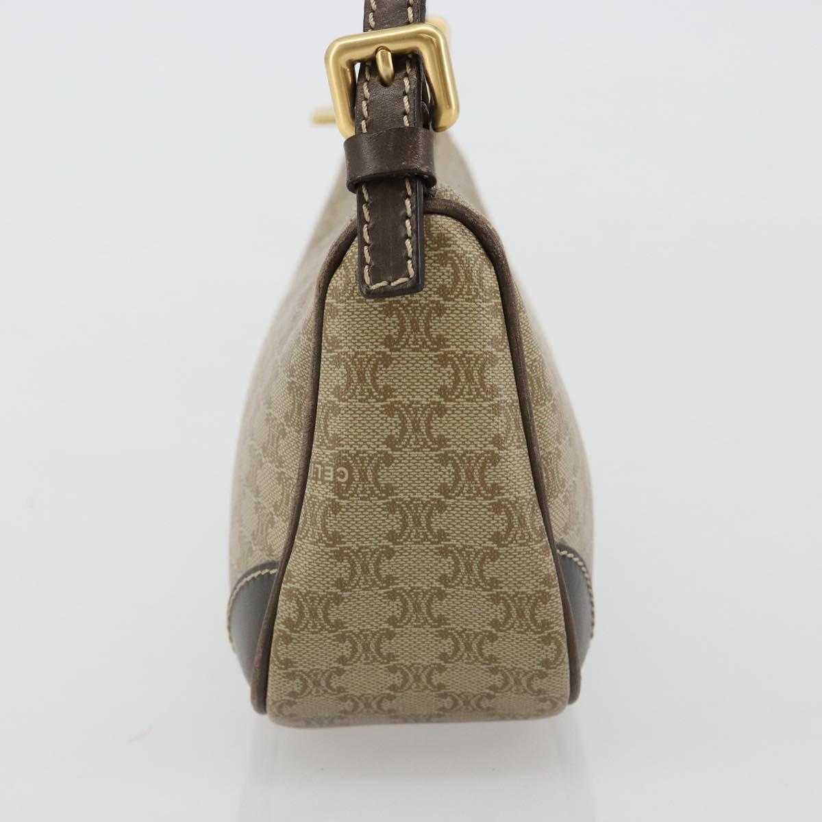 CELINE Macadam Canvas Accessory Pouch PVC Beige Gold Auth 182656