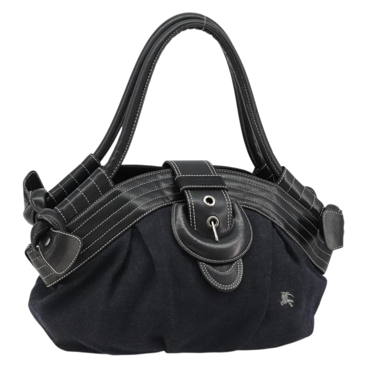 BURBERRY Blue Label Tote Bag Wool Gray Silver Auth 182657A