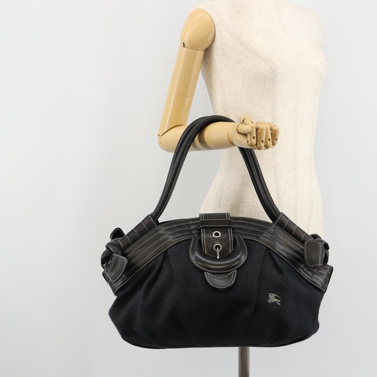 BURBERRY Blue Label Tote Bag Wool Gray Silver Auth 182657A