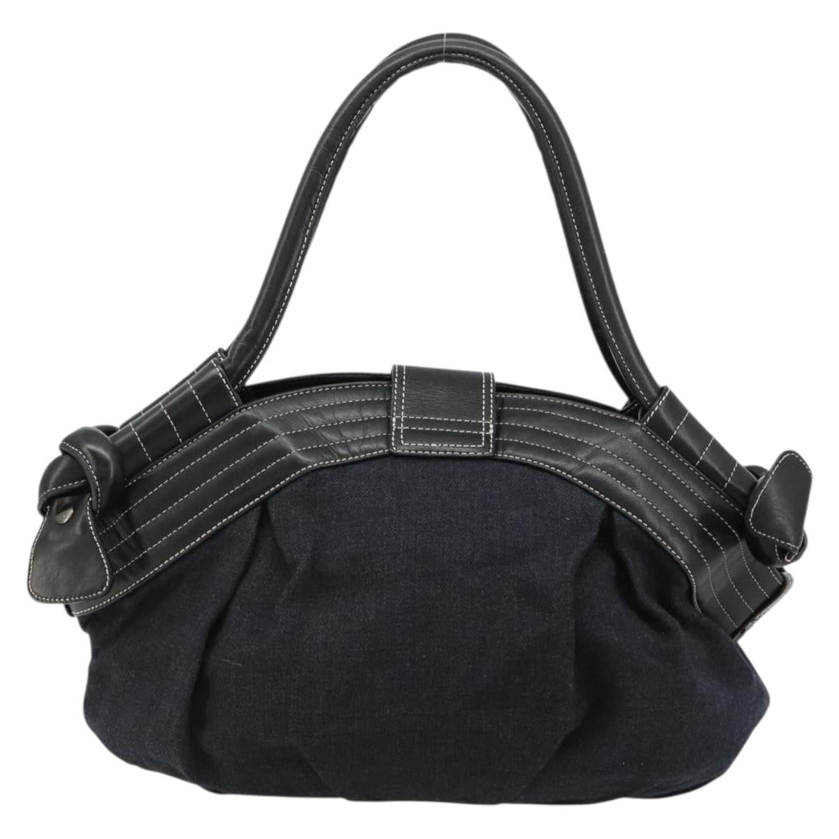 BURBERRY Blue Label Tote Bag Wool Gray Silver Auth 182657A