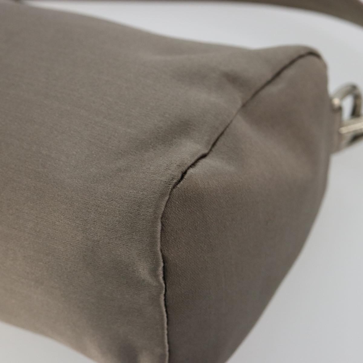 PRADA Hand pouch Satin Gray Silver Auth 182660A