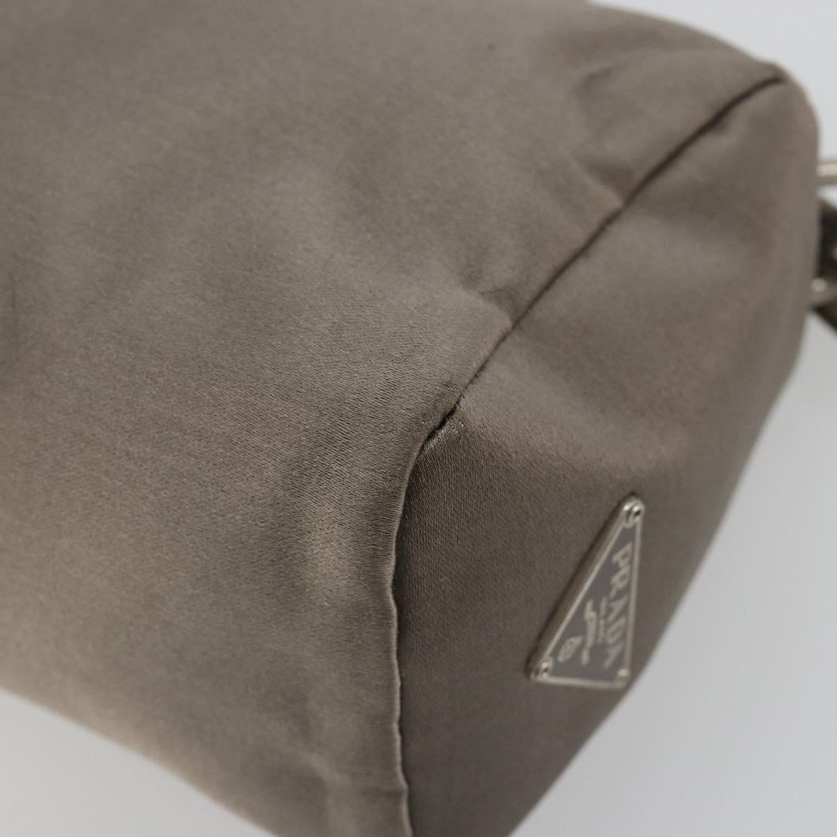 PRADA Hand pouch Satin Gray Silver Auth 182660A