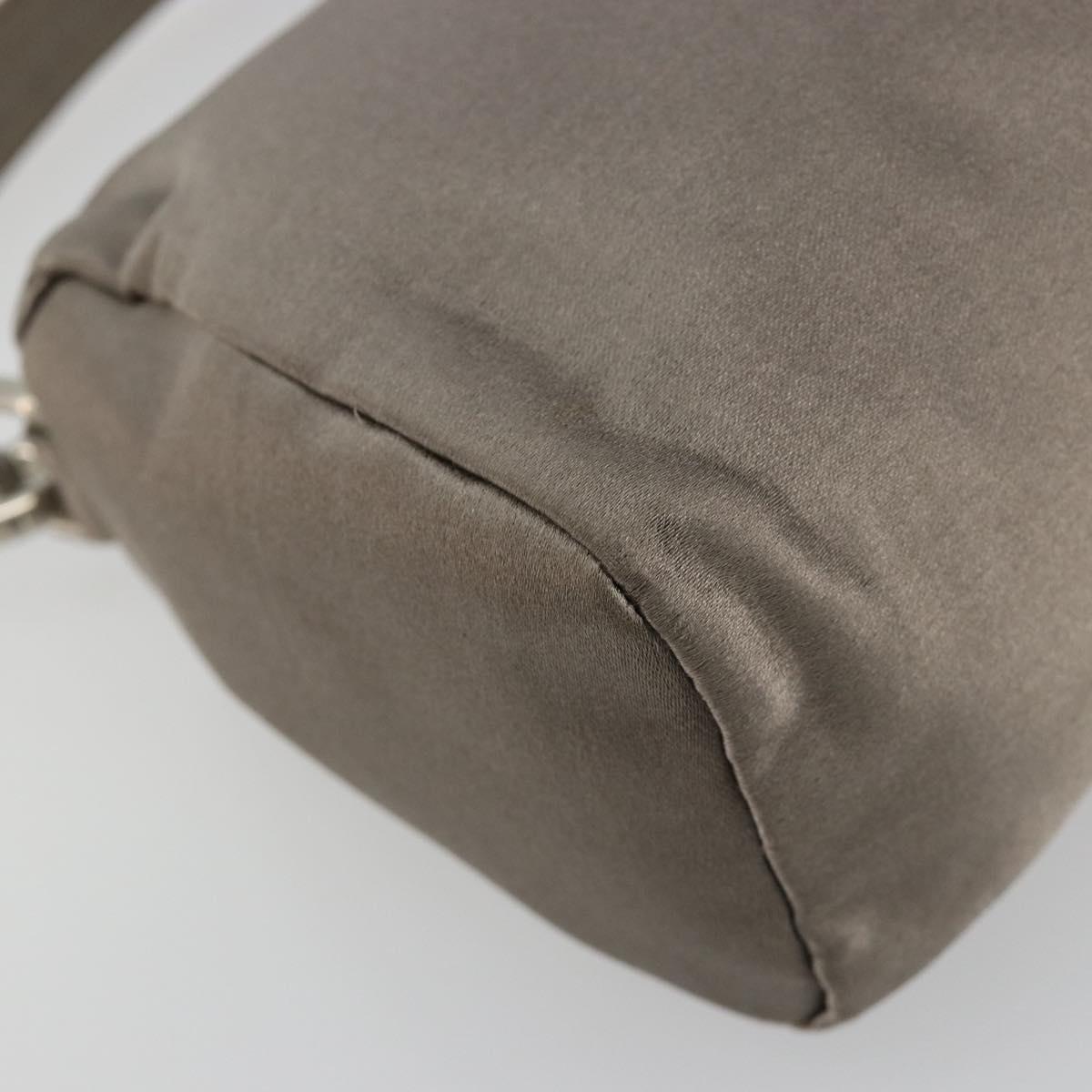 PRADA Hand pouch Satin Gray Silver Auth 182660A