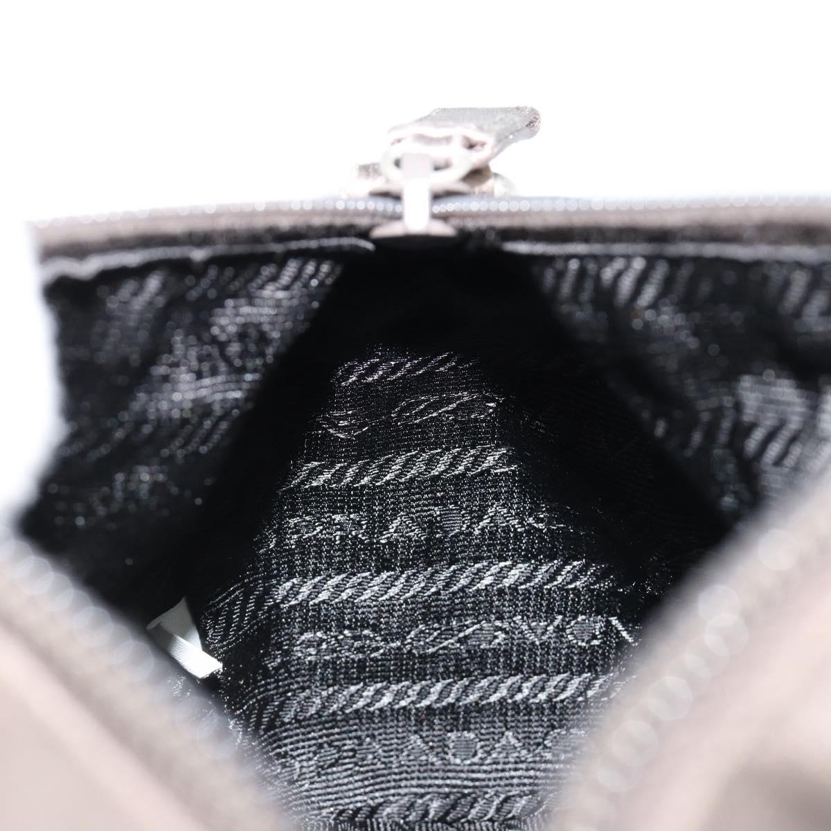PRADA Hand pouch Satin Gray Silver Auth 182660A