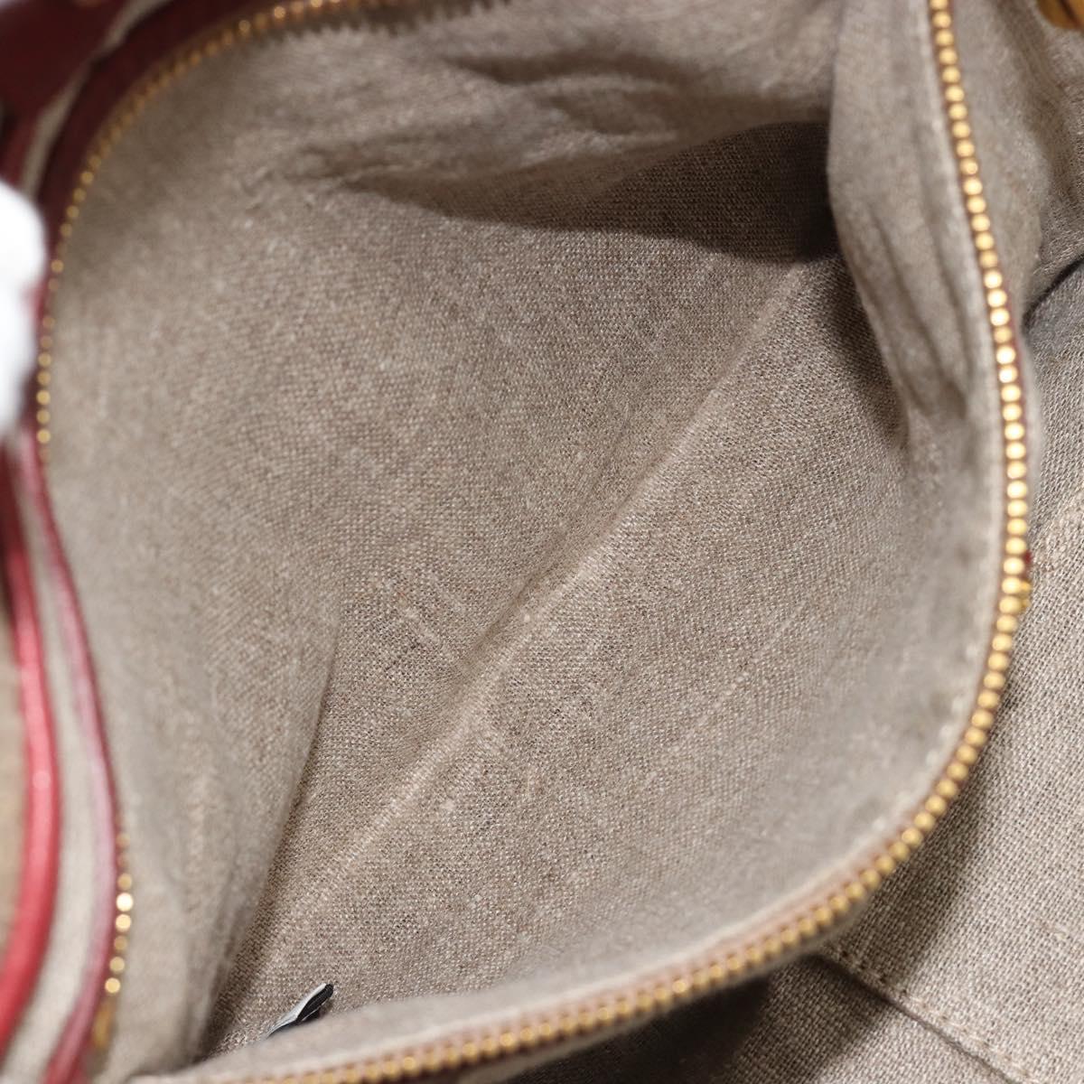 Miu Miu Hand Bag Canvas Beige Gold Auth 182663A