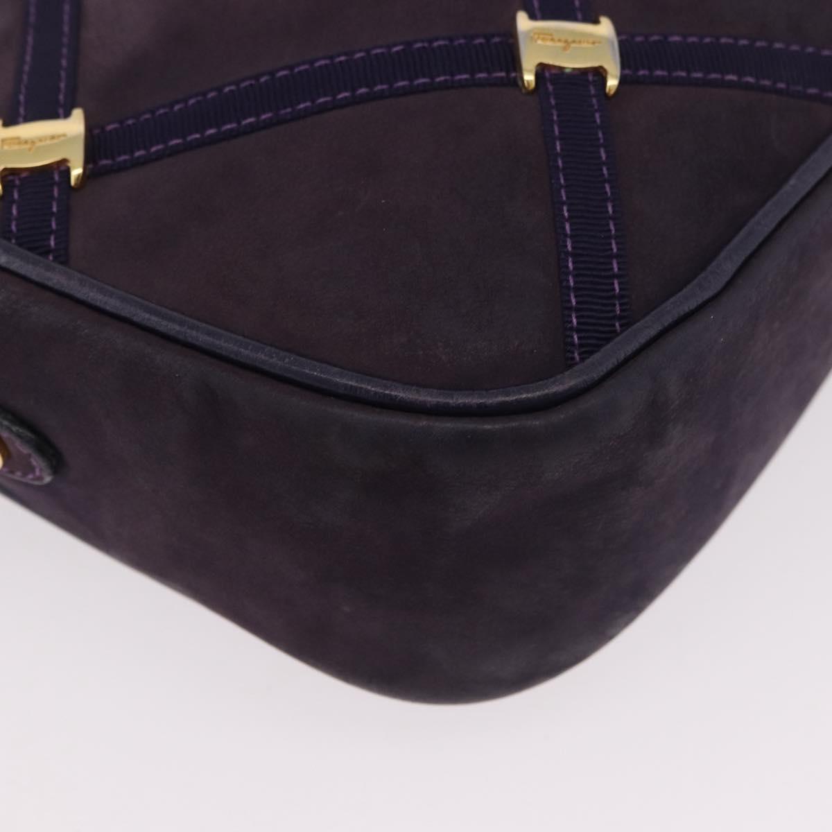 Salvatore Ferragamo Vala Shoulder Bag Suede Purple Gold Auth 182673