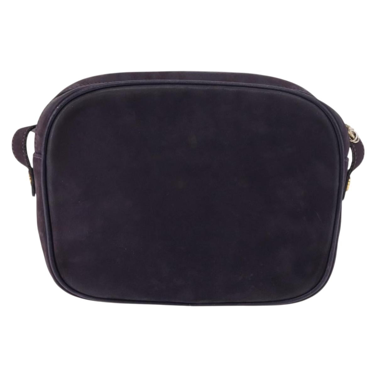 Salvatore Ferragamo Vala Shoulder Bag Suede Purple Gold Auth 182673