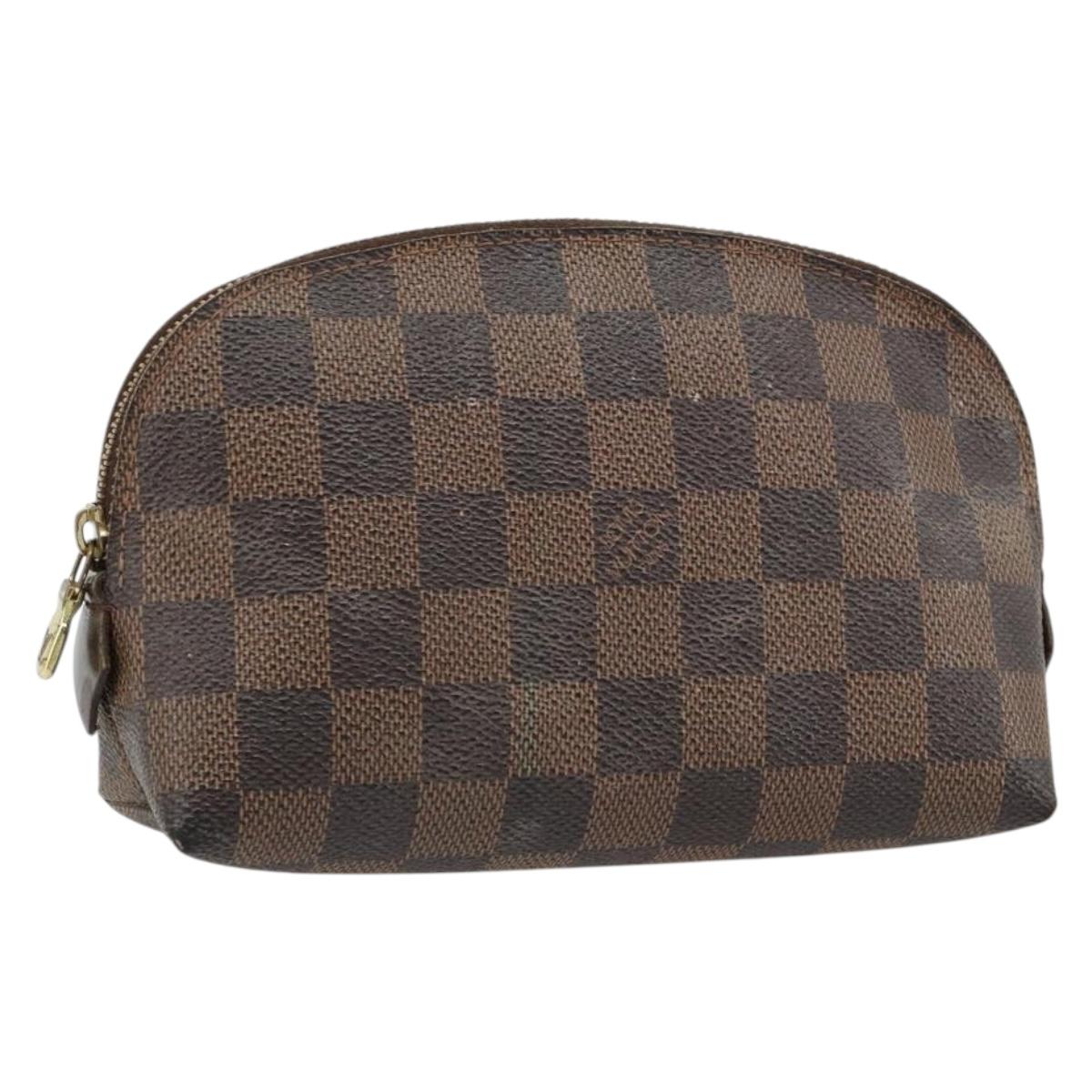 LOUIS VUITTON Damier Ebene Pochette Cosmetic PM Pouch N47516 LV Auth 182675