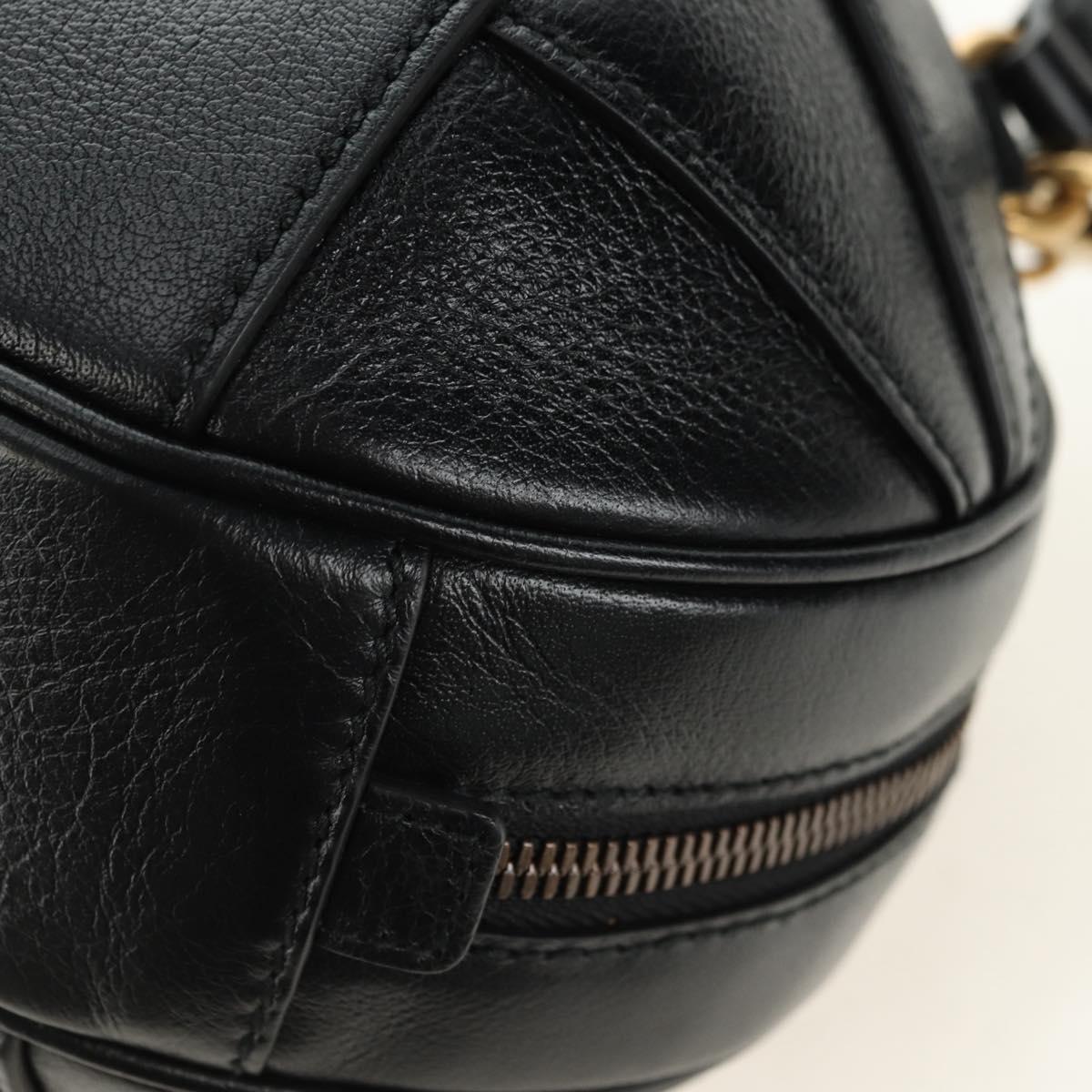 GUCCI Basketball Shape Hand Bag Leather 2way Black Gold 547855 Auth 182676SAM