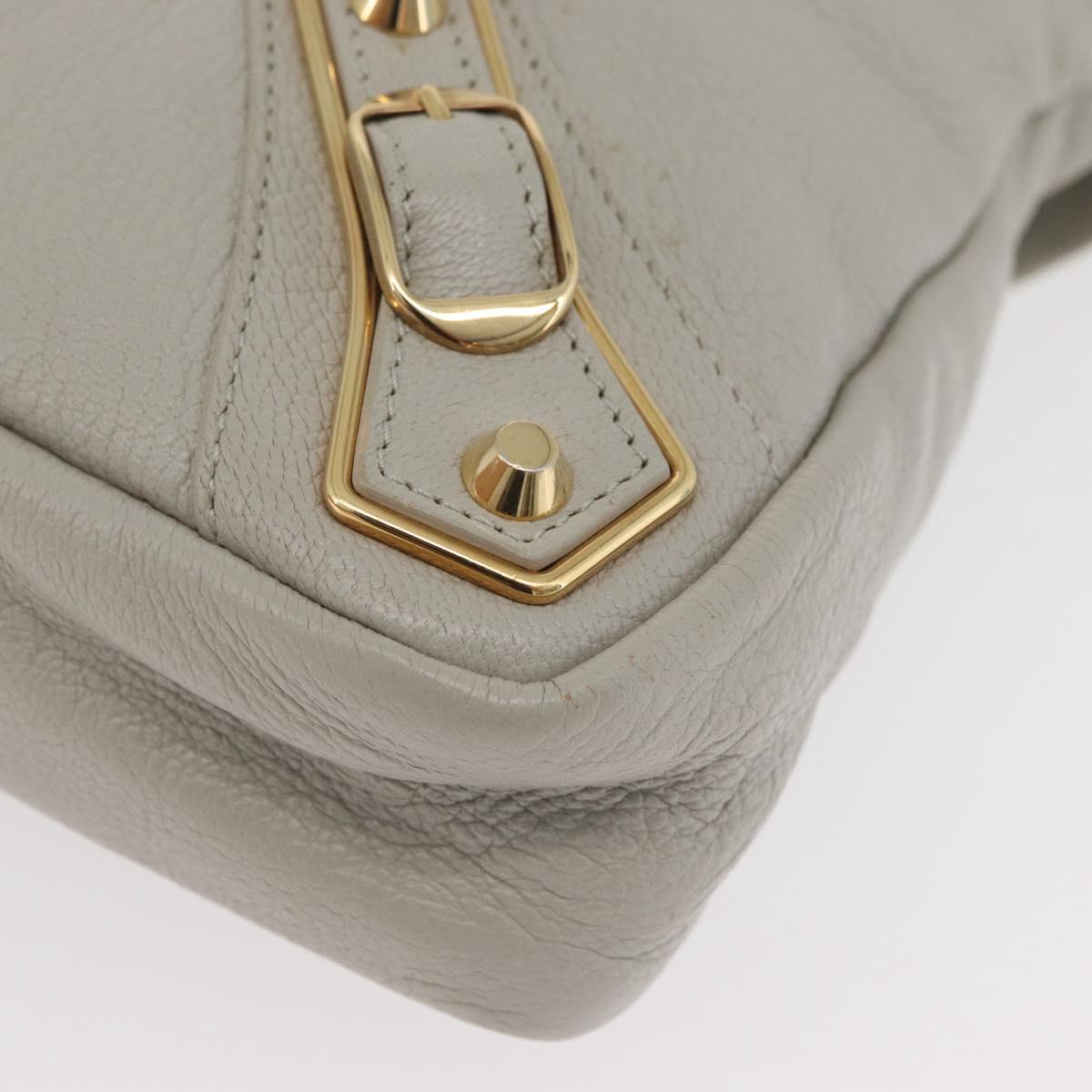 BALENCIAGA Edge Town Hand Bag Leather 2way Gray Gold 390149 Auth 182677SAM