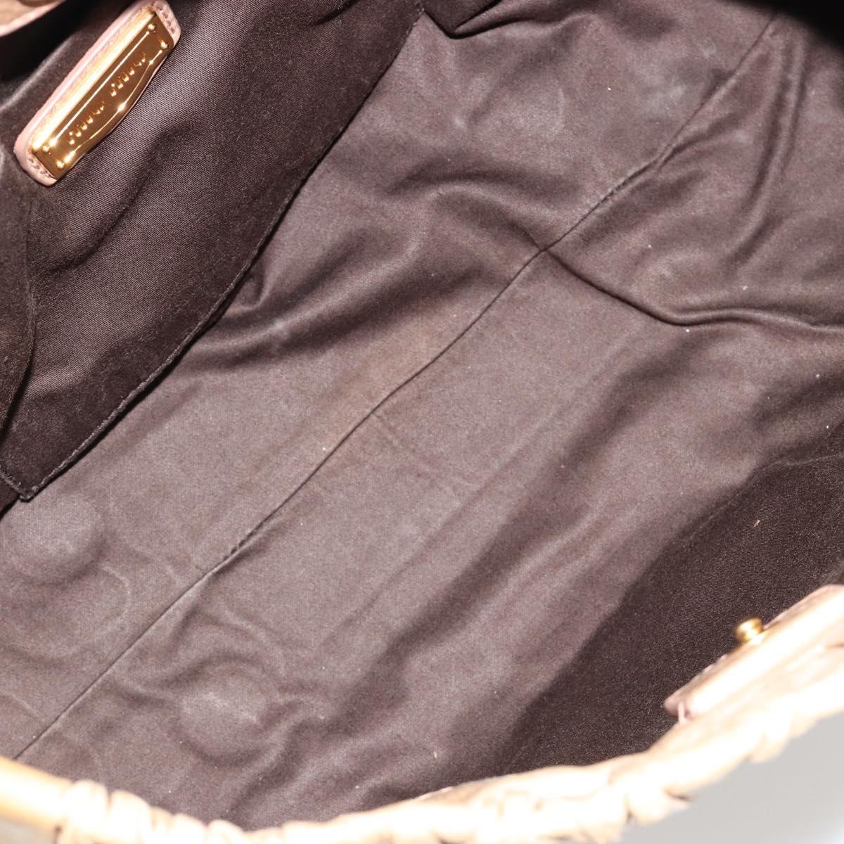 Miu Miu Hand Bag Leather 2way Beige Gold Auth 182679SAM