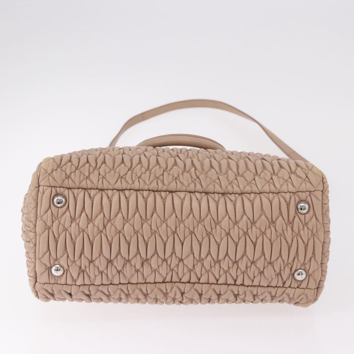 Miu Miu Matelasse Chain Hand Bag Leather 2way Pink Silver Auth 182680A