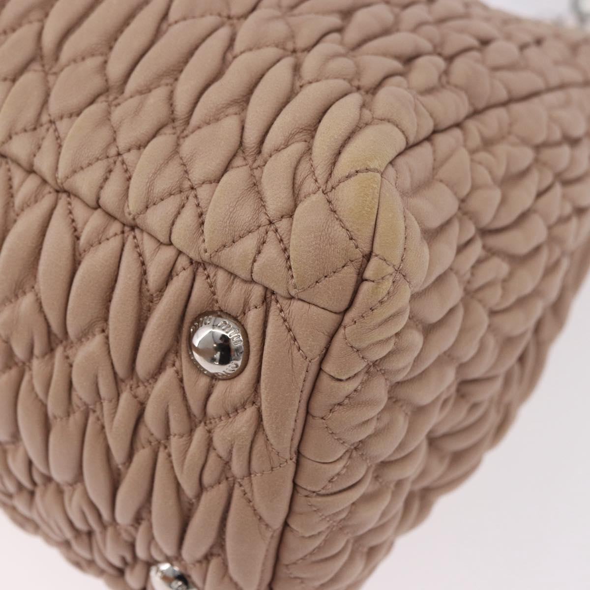 Miu Miu Matelasse Chain Hand Bag Leather 2way Pink Silver Auth 182680A