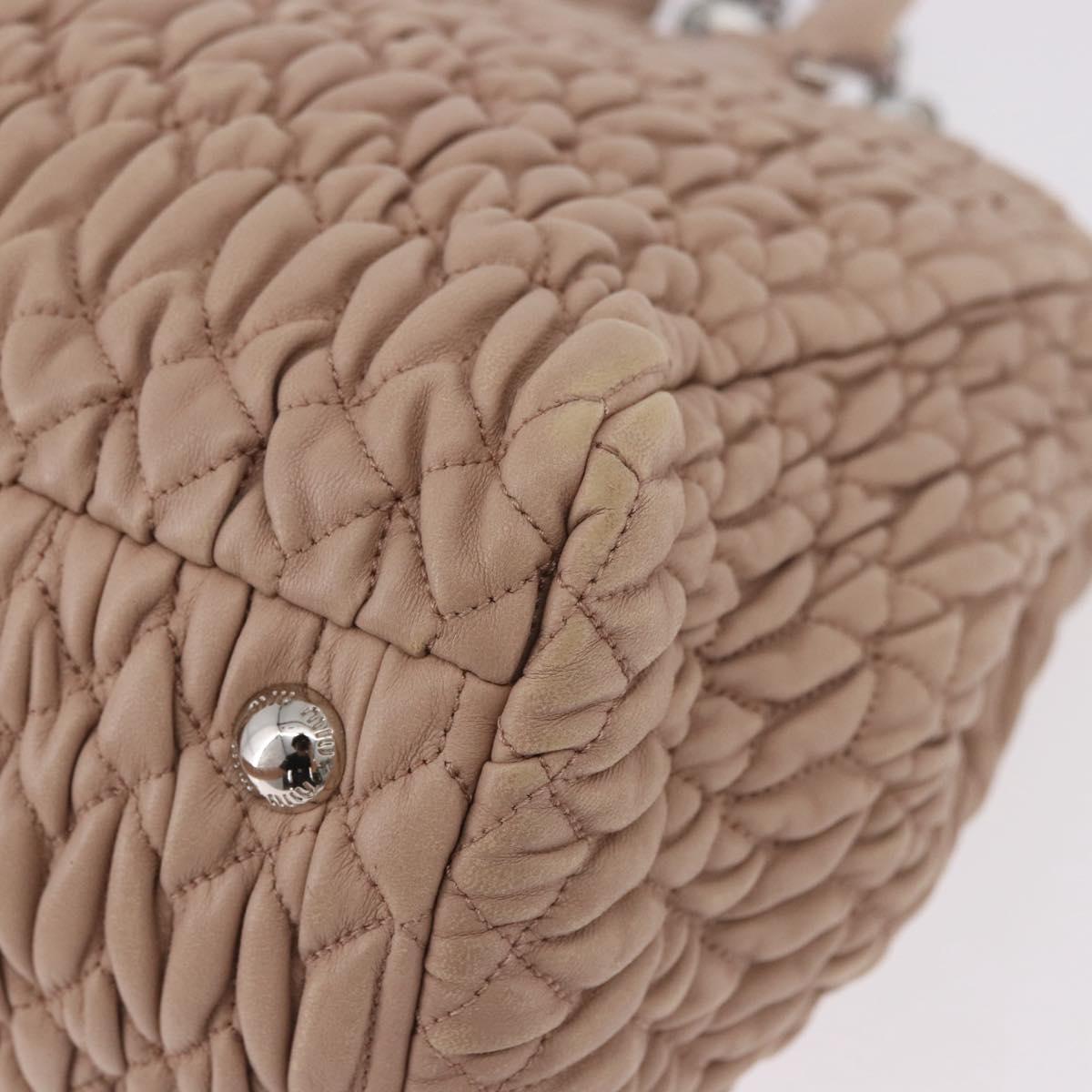 Miu Miu Matelasse Chain Hand Bag Leather 2way Pink Silver Auth 182680A