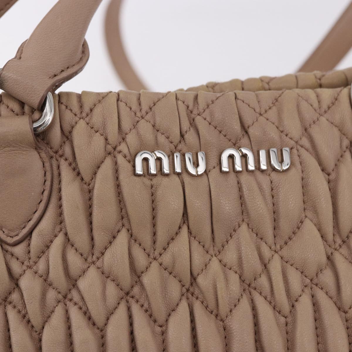Miu Miu Matelasse Chain Hand Bag Leather 2way Pink Silver Auth 182680A