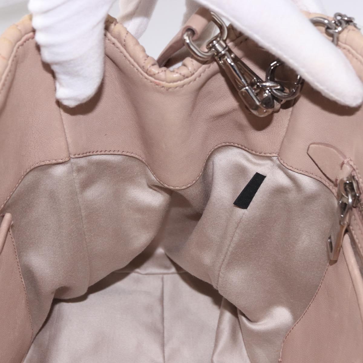 Miu Miu Matelasse Chain Hand Bag Leather 2way Pink Silver Auth 182680A