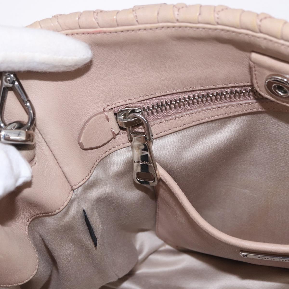 Miu Miu Matelasse Chain Hand Bag Leather 2way Pink Silver Auth 182680A