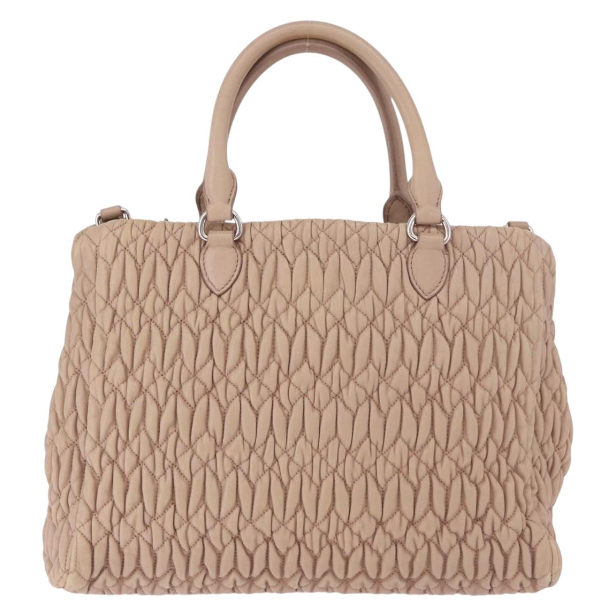 Miu Miu Matelasse Chain Hand Bag Leather 2way Pink Silver Auth 182680A