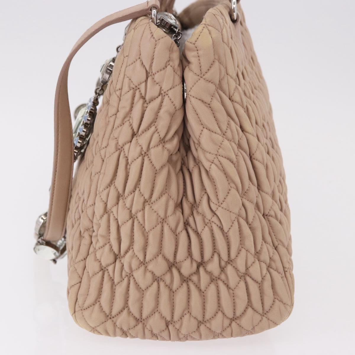 Miu Miu Matelasse Chain Hand Bag Leather 2way Pink Silver Auth 182680A