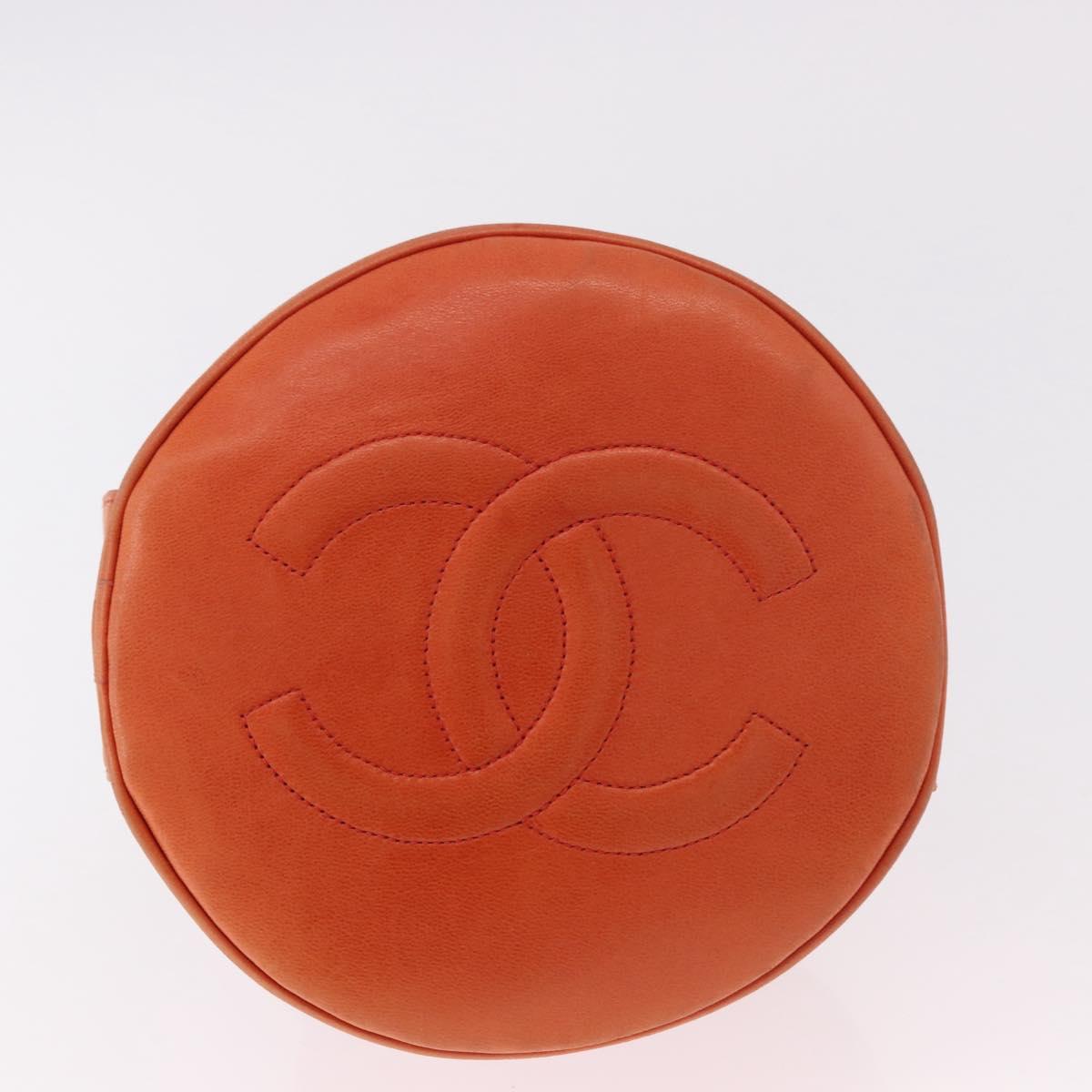 CHANEL Matelasse Chain Hand Bag Lamb Skin Orange Gold CC Auth 182691A