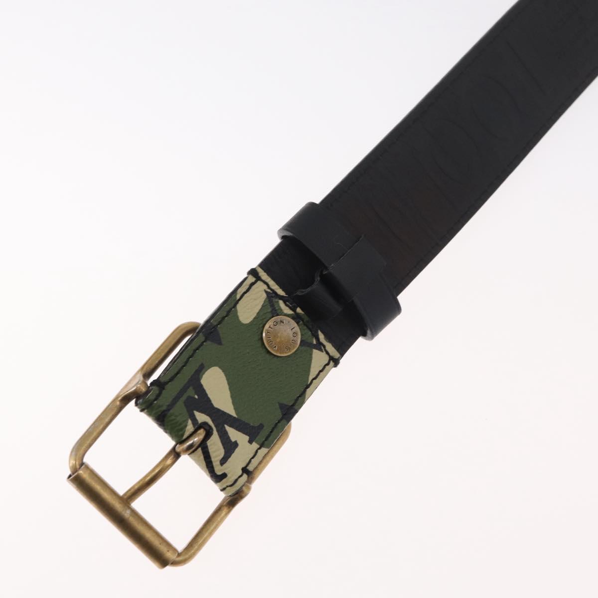 LOUIS VUITTON Monogram Camouflage Ceinture Belt 39.4"" Green LV Auth 182701SM