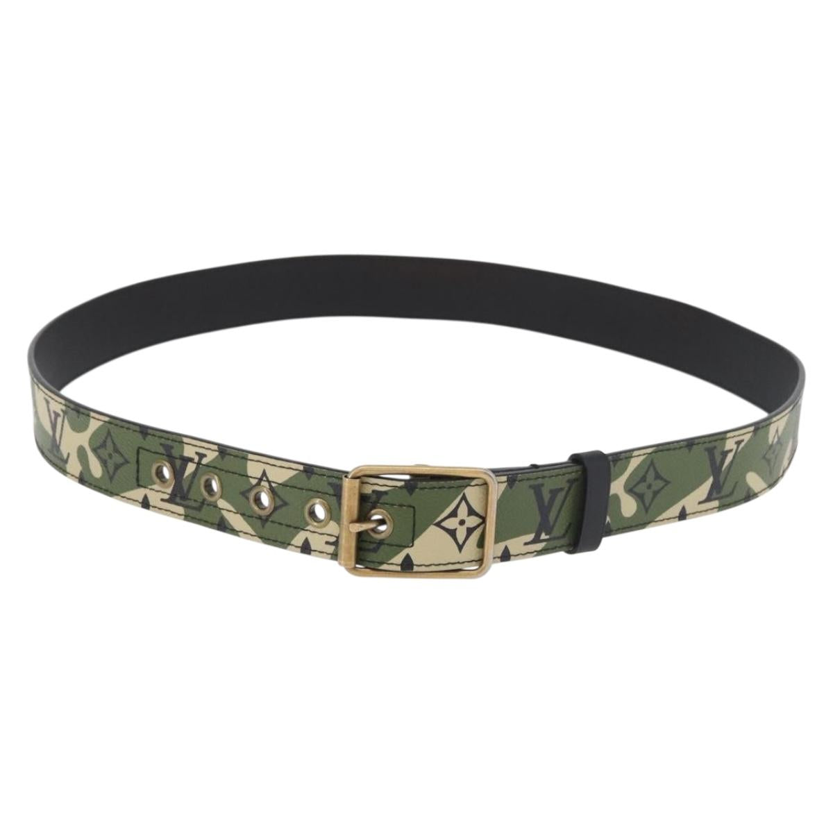 LOUIS VUITTON Monogram Camouflage Ceinture Belt 39.4"" Green LV Auth 182701SM