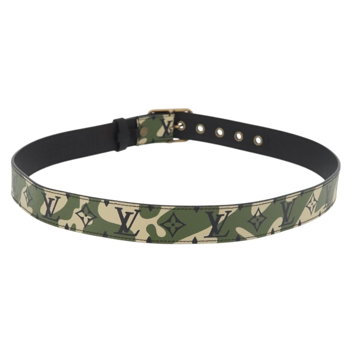 LOUIS VUITTON Monogram Camouflage Ceinture Belt 39.4"" Green LV Auth 182701SM
