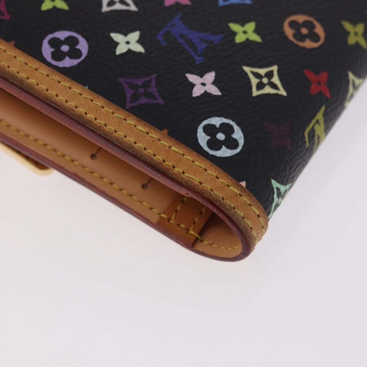 LOUIS VUITTON Monogram Multicolor Porte Tresor Wallet Black M92658 Auth 182708A