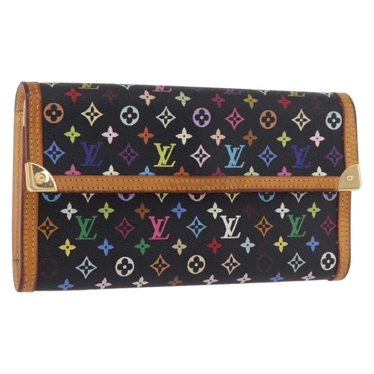 LOUIS VUITTON Monogram Multicolor Porte Tresor Wallet Black M92658 Auth 182708A