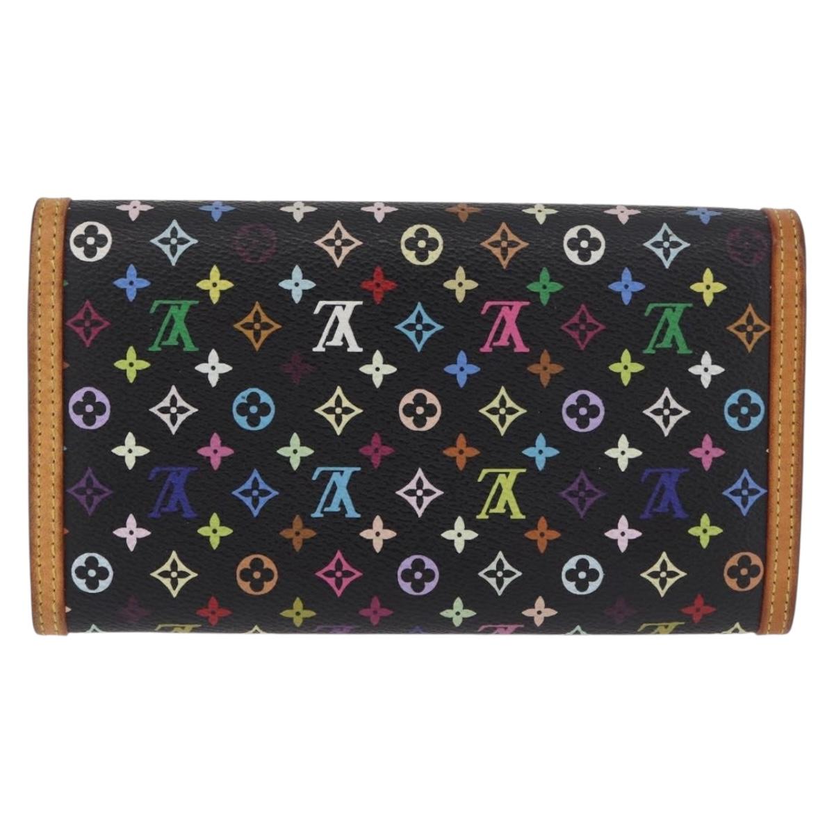 LOUIS VUITTON Monogram Multicolor Porte Tresor Wallet Black M92658 Auth 182708A