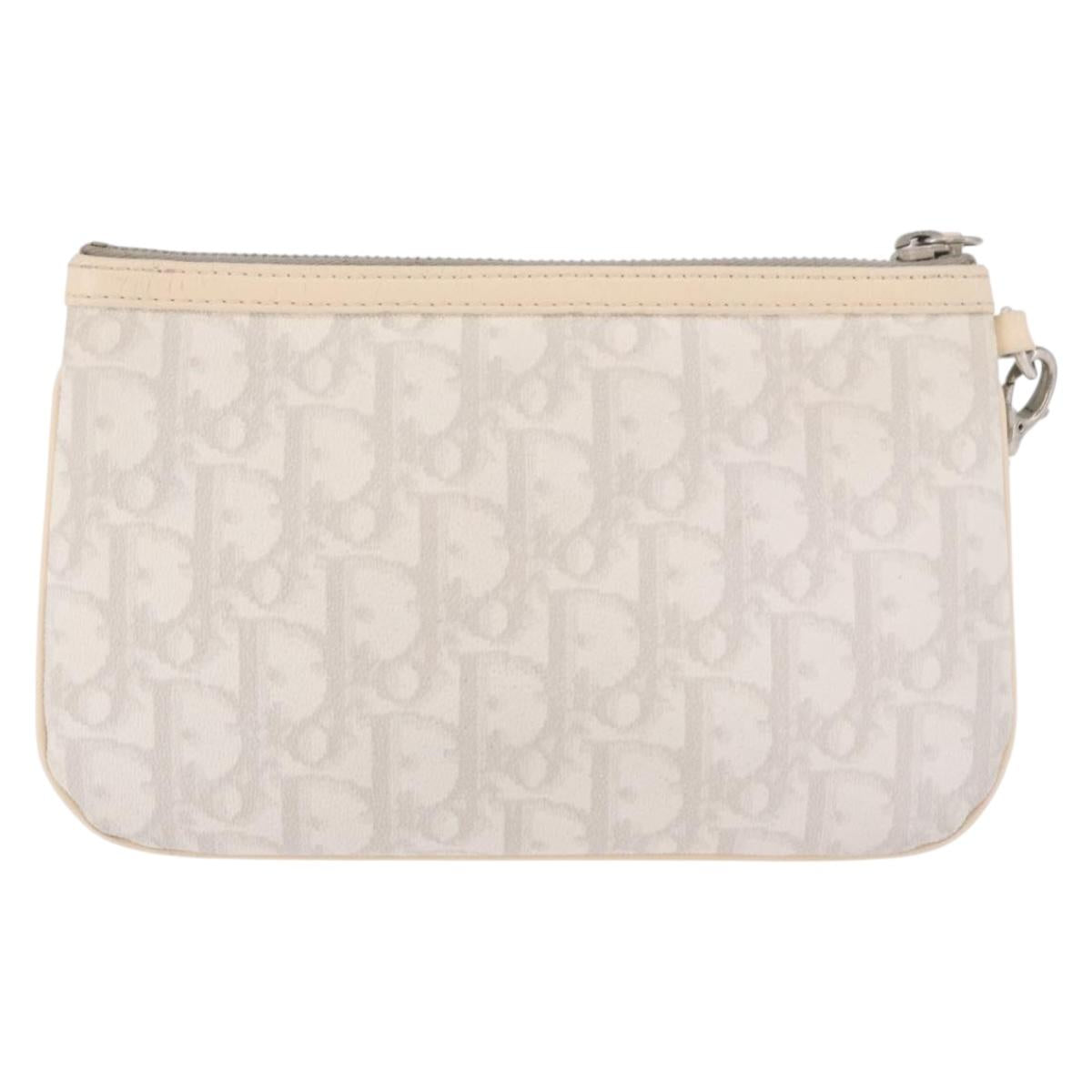Christian Dior Romantic Pouch PVC White Silver Auth 182718A