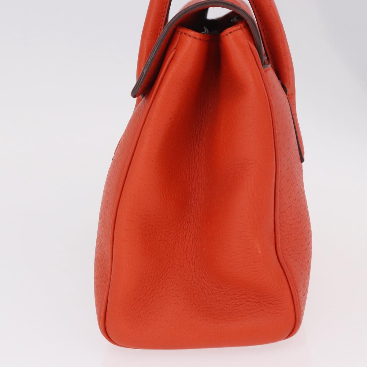 Salvatore Ferragamo Gancini Hand Bag Leather Orange Gold Auth 182721A