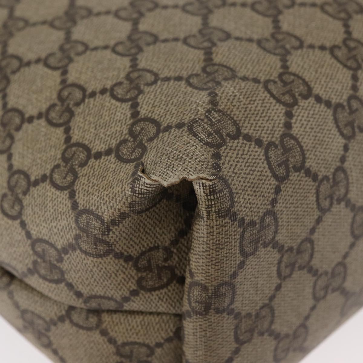 GUCCI GG Supreme Web Sherry Line Tote Bag PVC Beige 39 02 003 Auth 182725