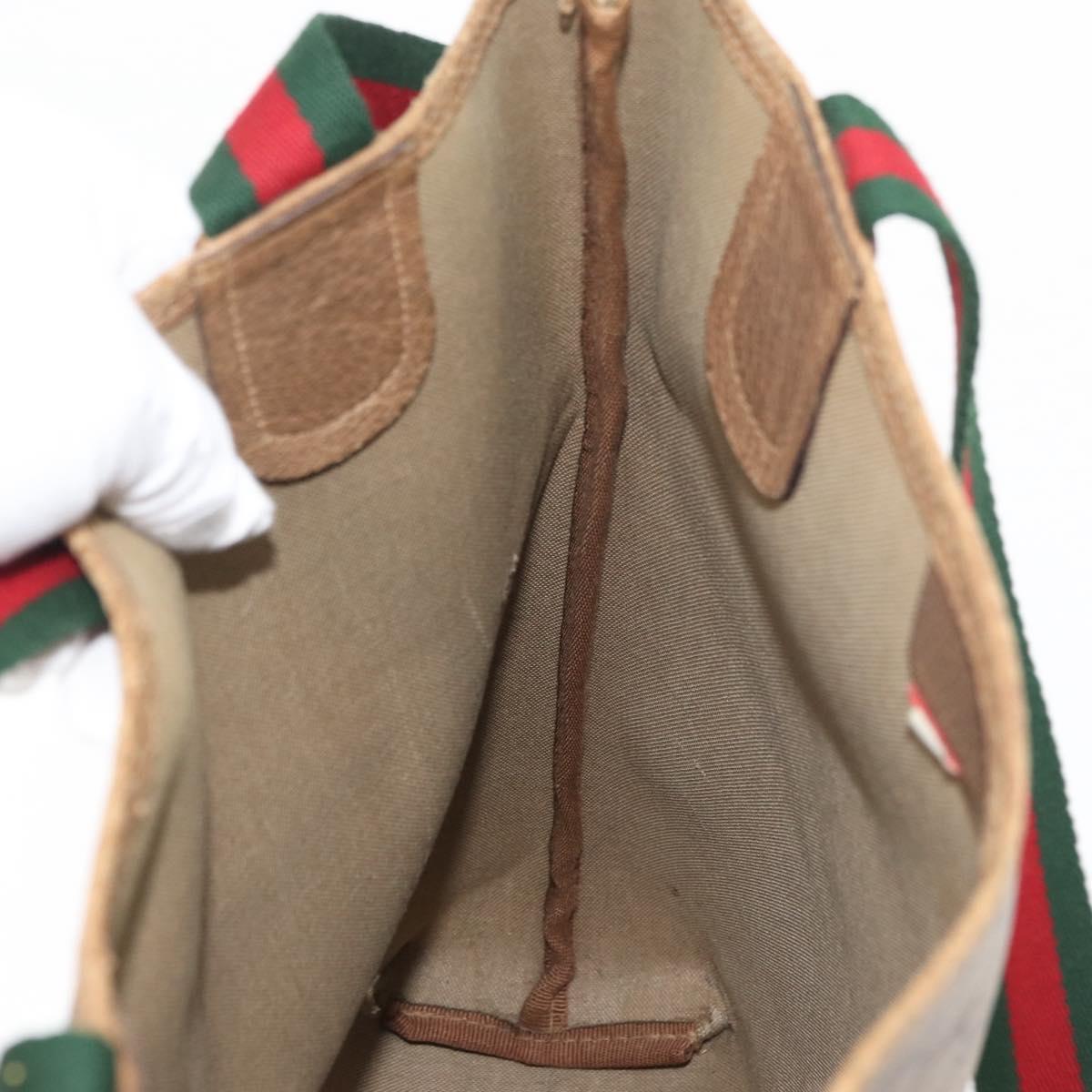 GUCCI GG Supreme Web Sherry Line Tote Bag PVC Beige 39 02 003 Auth 182725
