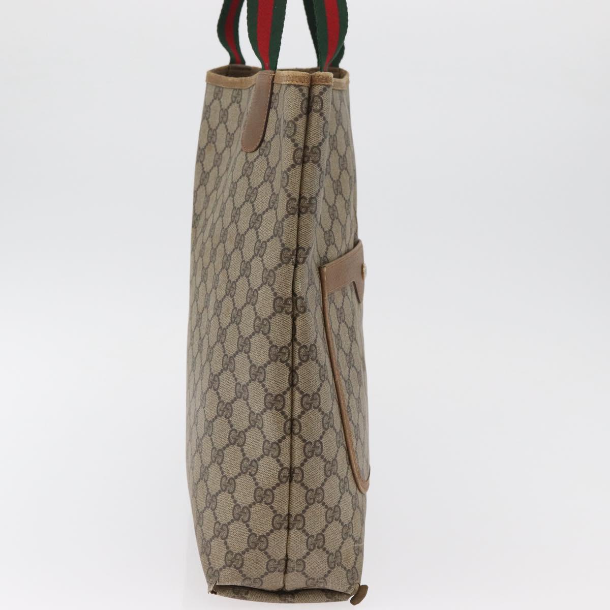 GUCCI GG Supreme Web Sherry Line Tote Bag PVC Beige 39 02 003 Auth 182725