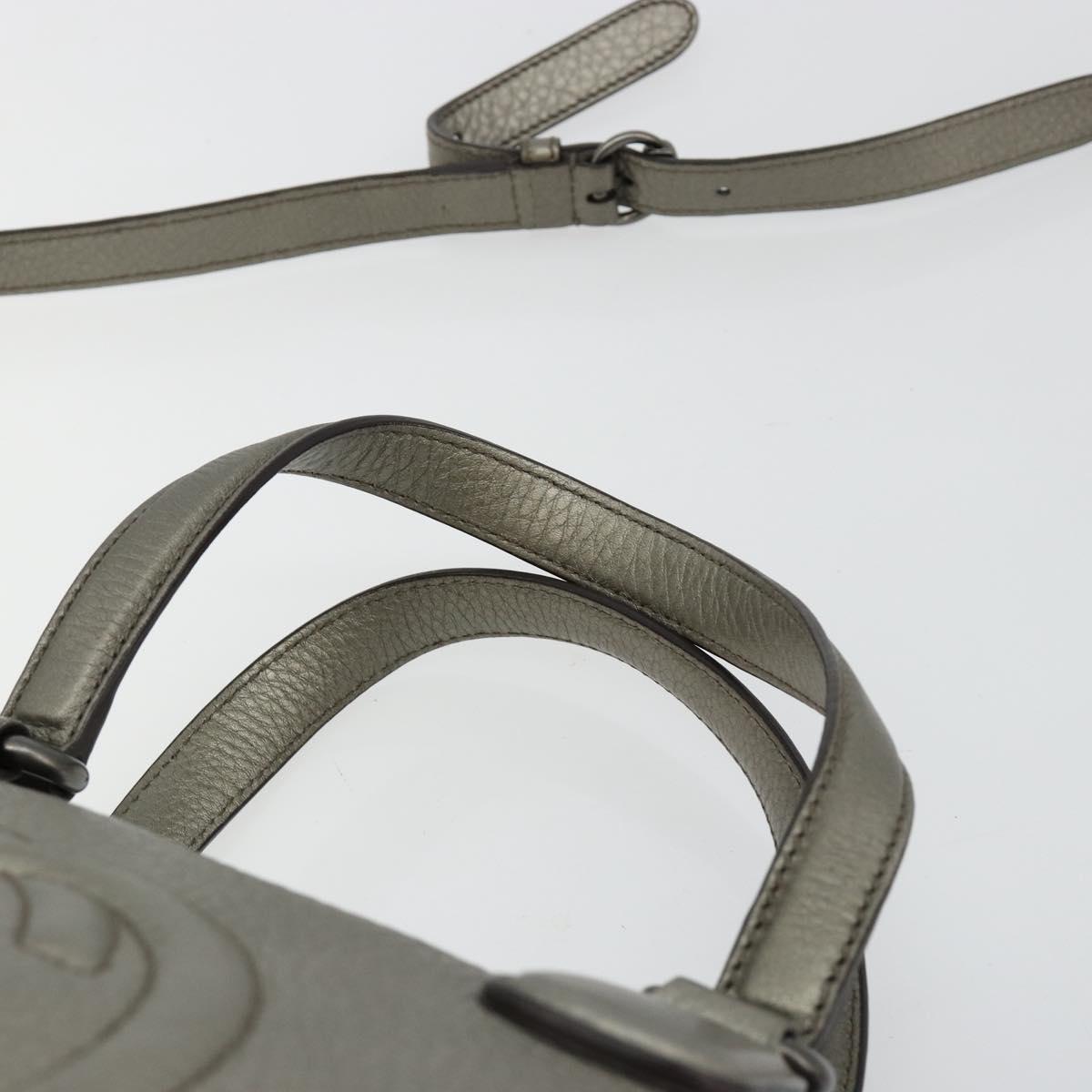 GUCCI Soho Hand Bag Leather 2way Silver 308362 Auth 182731A