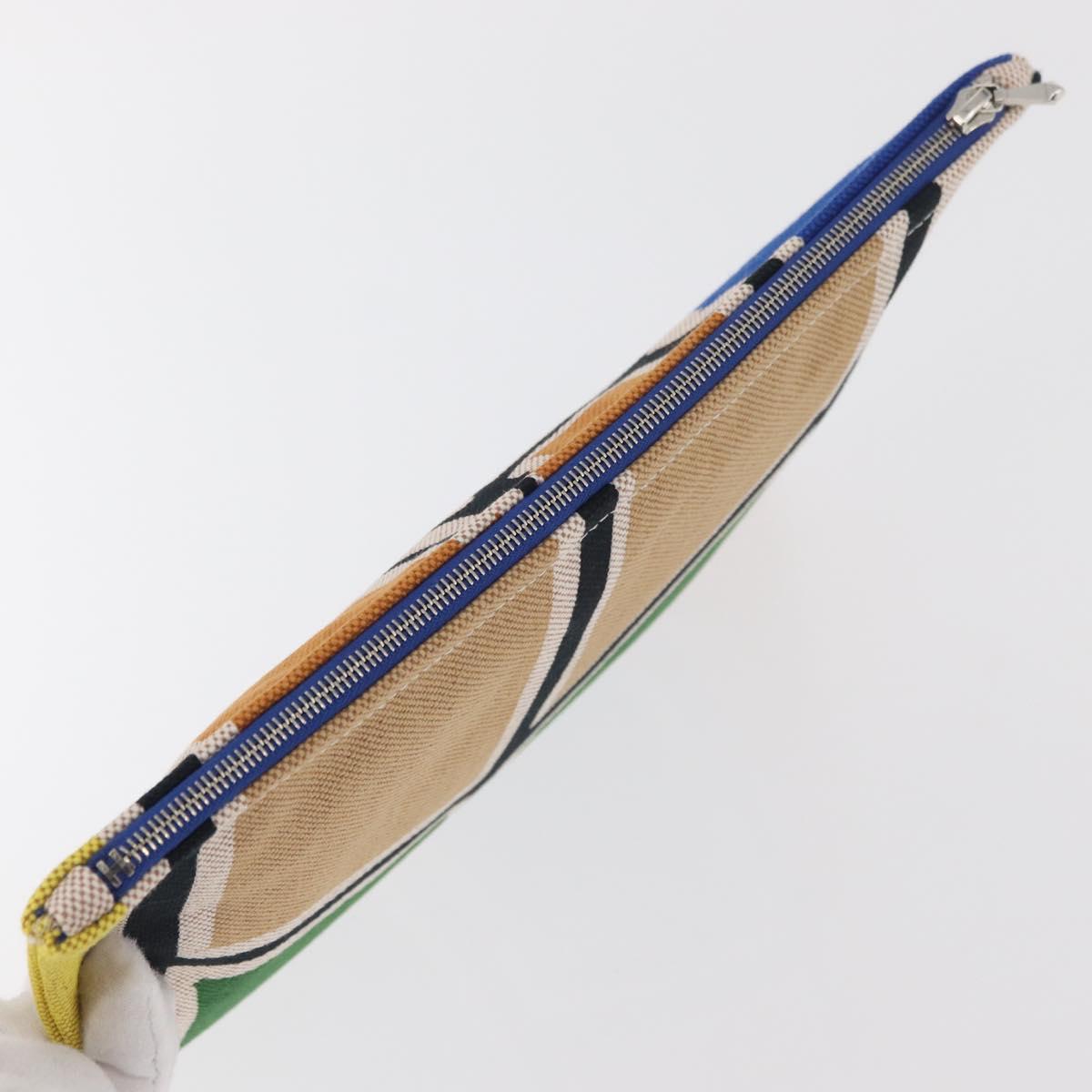 HERMES Victoria 3 Surf Yachting Flat GM Bag Canvas Multicolor Auth 182737M