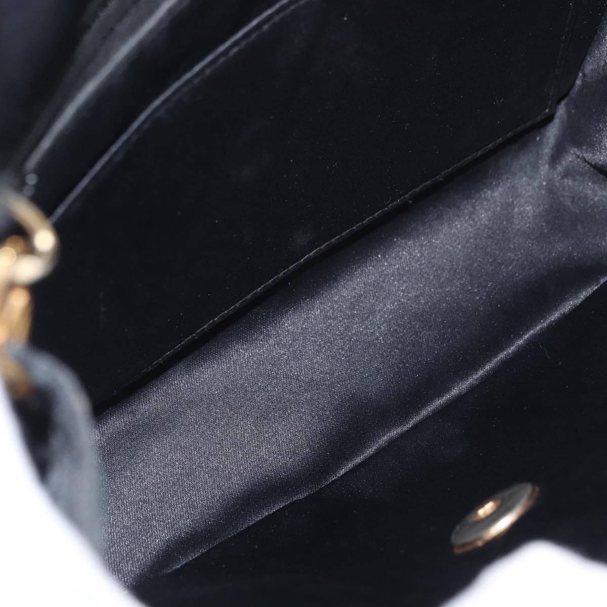 CHANEL Mini Matelasse 17 Chain Shoulder Bag Satin Black Gold CC Auth 182739SAV