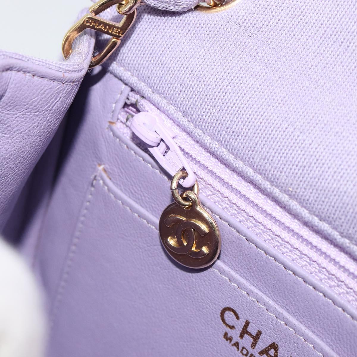 CHANEL Mini Matelasse 17 Chain Bag Cotton Lavende Gold CC Auth 182741SAM