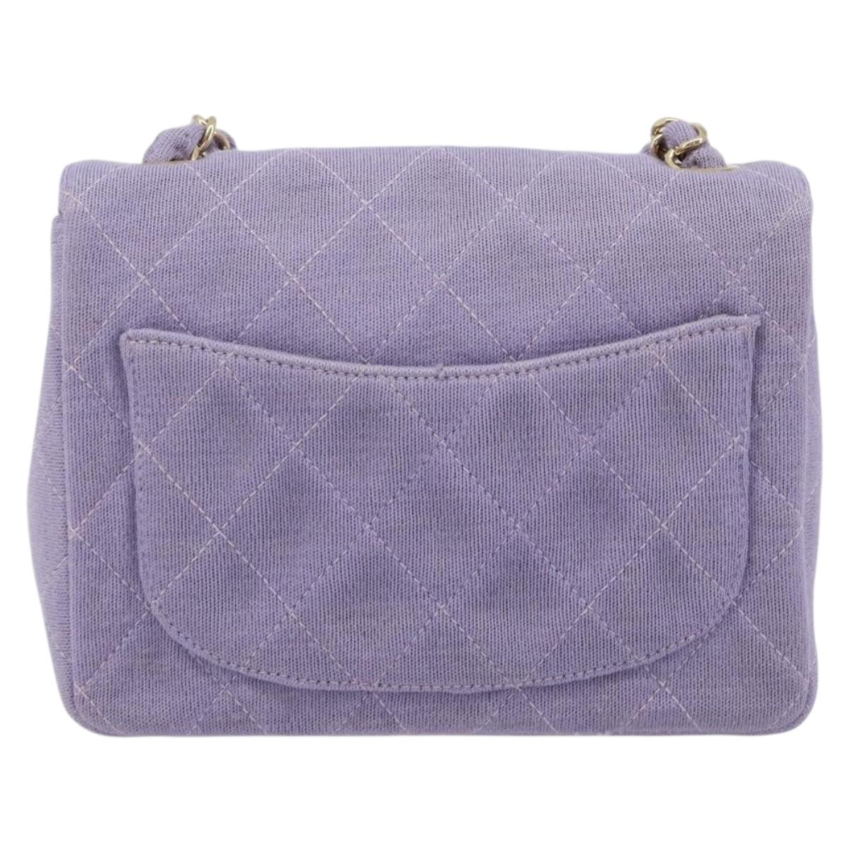 CHANEL Mini Matelasse 17 Chain Bag Cotton Lavende Gold CC Auth 182741SAM