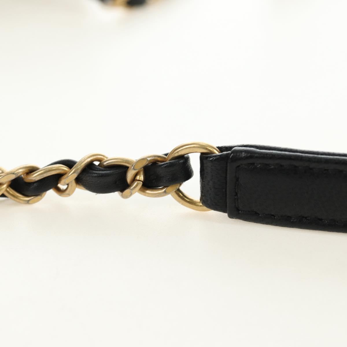 CHANEL Matelasse Chain Shoulder Bag Lamb Skin Black Gold CC Auth 182742SAM