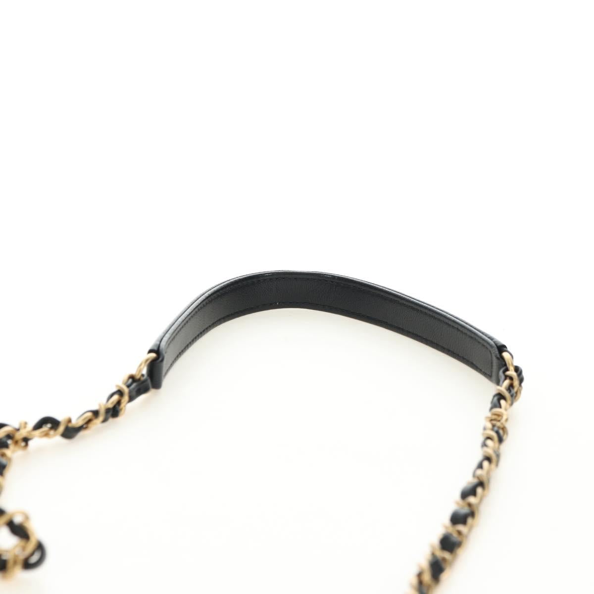 CHANEL Matelasse Chain Shoulder Bag Lamb Skin Black Gold CC Auth 182742SAM